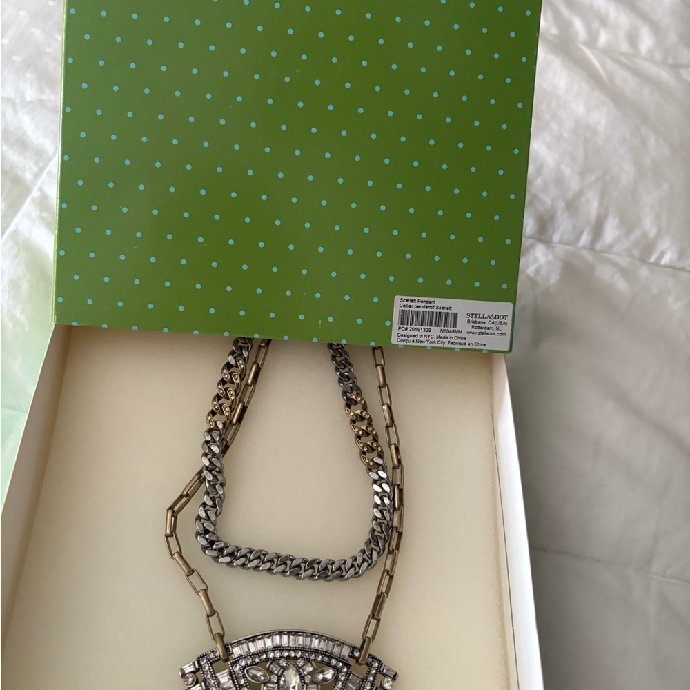 Stella & Dot Silver and Gold Geometric Necklace